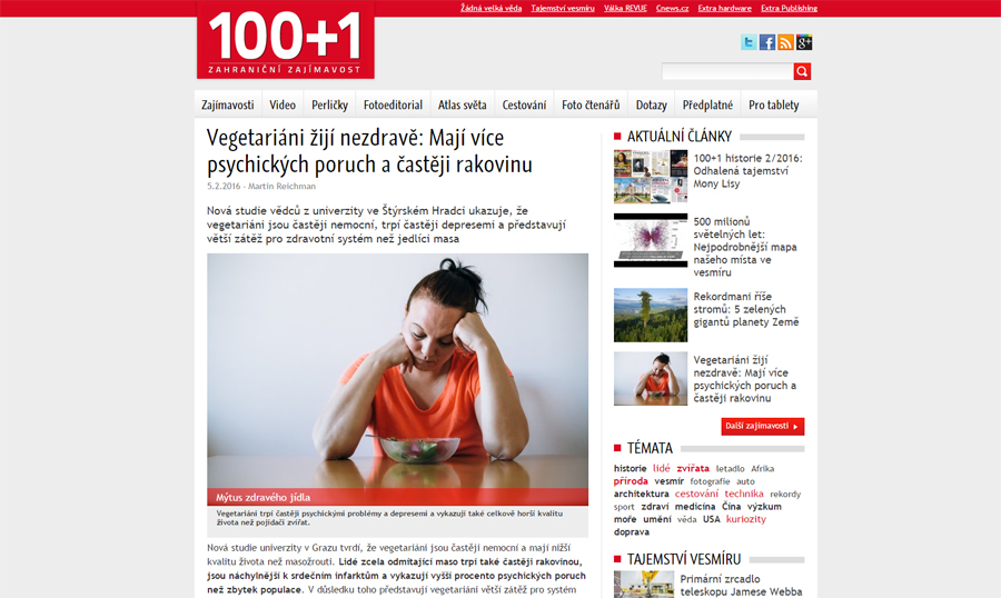 VEGETARIÁNI ŽIJÍ NEZDRAVĚ ANEB PSEUDOVĚDA NA 100+1
